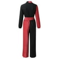 thumbnail image 2 of Aayomet Bodysuit For Women Jumpsuit Women's Autumn And Winter Long Sleeve Lapel V Neck Stitching Casual Pants,Red XXL, 2 of 5