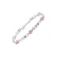 thumbnail image 4 of RYLOS Matching Jewelry Love Knot Set: Sterling Silver Tennis Bracelet, Ring & Necklace Gemstone w/ Diamonds Adjustable 7"-8" Wrist & 18" Chain Pink Ice October Birthstone; Size 10, 4 of 7