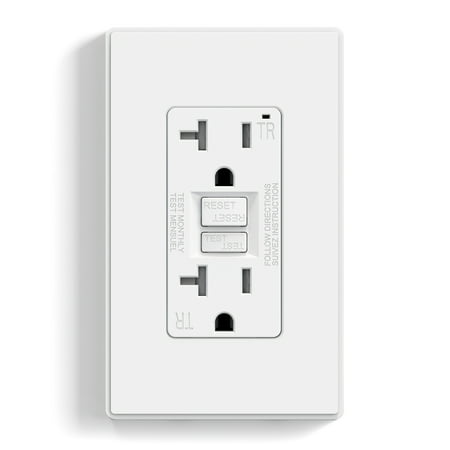 Hyper Tough 20 Amp GFCI Outlet, Self-Testing, Tamper Resistant, Impact Resistant, White