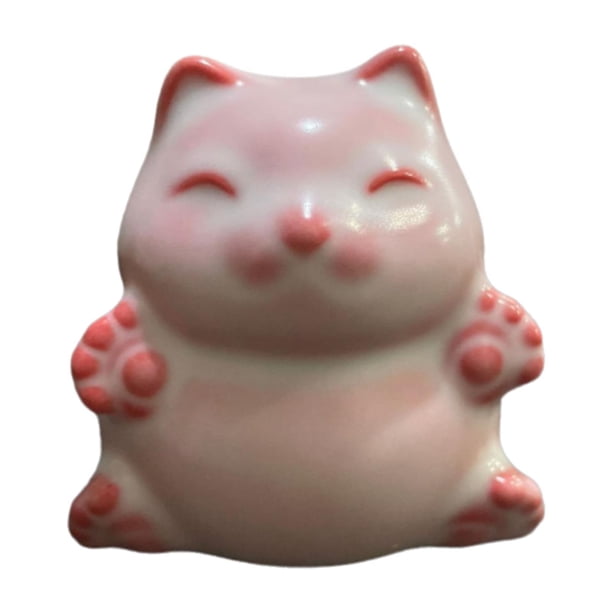 Estatua de gato decorativa de cerámica para casa de té, dormitorio, estudio A