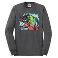 thumbnail image 2 of Cute Rainbow Neon Doberman Dog Lover Mens Long Sleeve Shirt, Heather Black, Small, 2 of 3
