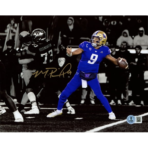 Michael Penix Jr. Autographed 8x10 Photo Washington Huskies Beckett BAS Witness 242587