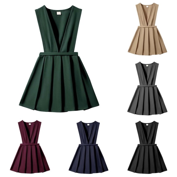 FYDUU Girls Dresses for School Casual Wear Toddler Kids Pinafore Pleated Dress A-Line Everyday Sundress School Uniform Outfit 8-9 Years