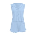 thumbnail image 4 of WAYUTE Shorts Sets for Women Casual Summer Outfit Sleeveless Ruffle V Neck Tank Top and Shorts Classic Solid Color Breathable Outfit Sets, 4 of 4