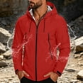 thumbnail image 5 of Men's Lightweight Raincoat Thicken Fleece Lined Softshell Jacket Waterproof Warm Windbreaker with Zip Pockets for Hiking Camping Outdoor, Red, M, 5 of 10