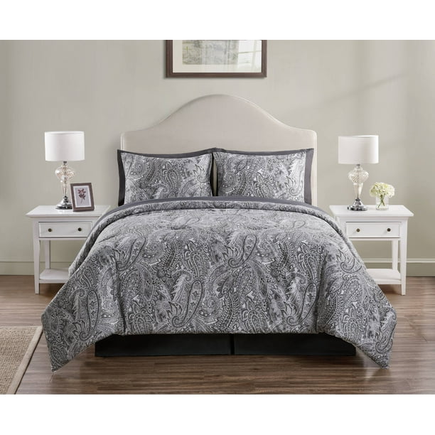 VCNY Home Lila Paisley BedinaBag Comforter Set, King, Grey