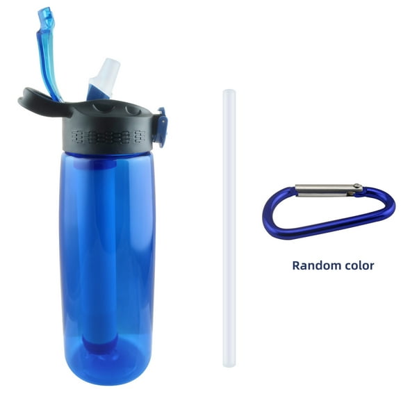 Water Bottle Made of Tritan with Water Filter Lockable Lid BPA Free Water Purifier Bottle for Travel Hiking Camping Travel Blue