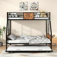 thumbnail image 2 of ZIVACATE Twin Over Full Bunk Bed, Metal Bunk Bed with Side Ladders, Sturdy Metal Frame Supports, Noiseless, Black & Brown, 2 of 8