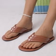 thumbnail image 6 of Gpaecead Women Pearl Roman Style Thong Flat Sandals Cushioned Non Slip Spring Summer Beach Casual Shoes,Brown, 6 of 8