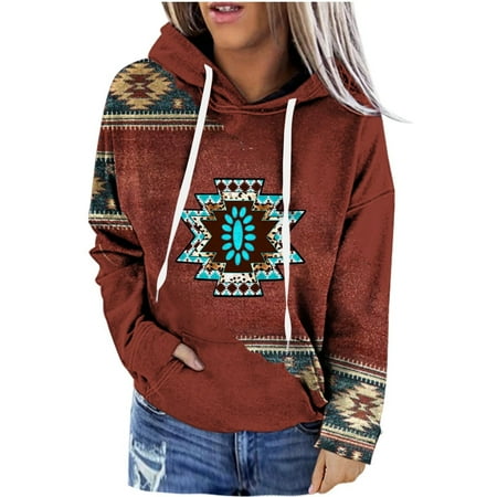 

Aueoeo Fall Shirts for Women 2022 Winter Shirts for Women Fashion Woman Long Sleeve Autumn T-Shirt Print Hooded Pockets Blouse Tops