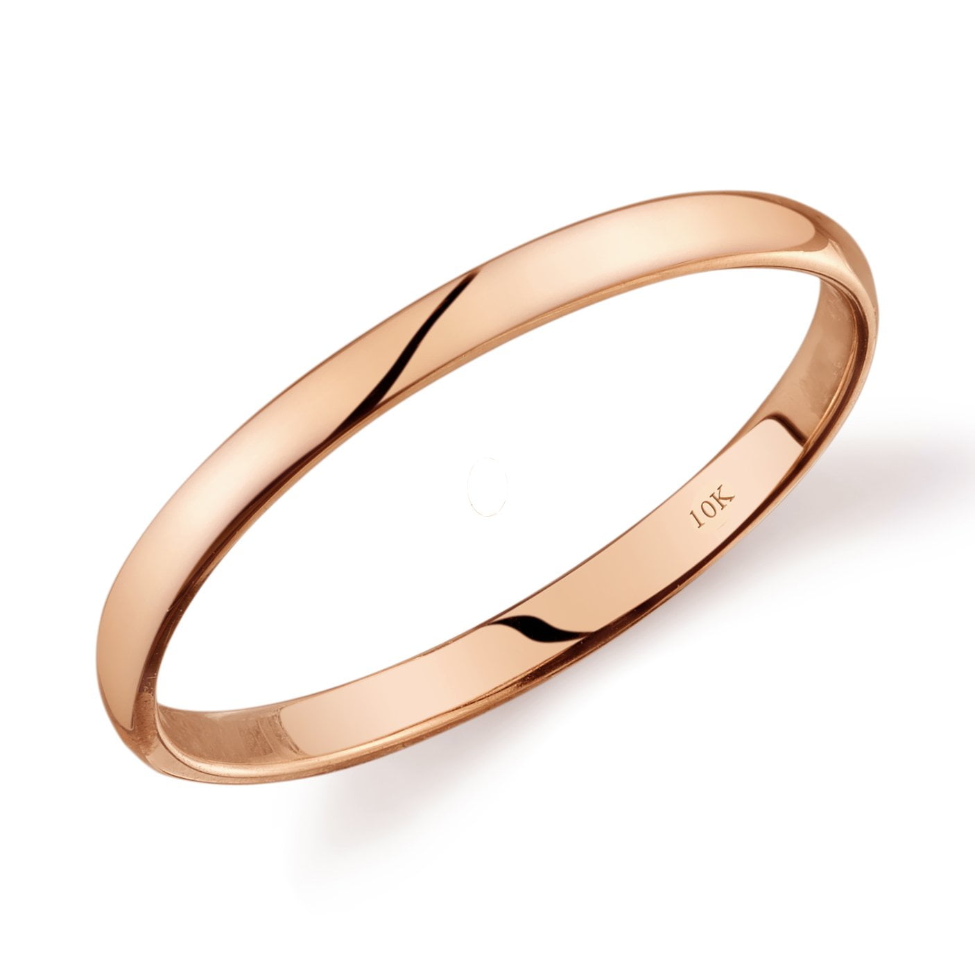 10k Yellow White or Rose Gold Comfort Fit 2mm Plain Wedding Band ...