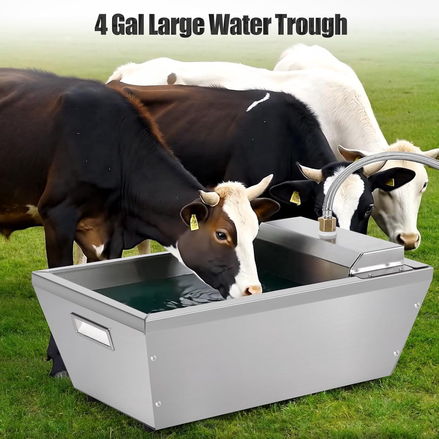 4Gal Automatic Livestock Water Trough for Horse Metal Auto Dog Water Bowl Dispenser for Dogs Large Capacity Self Filling Livestock Waterer Feeder for Dogs Horse Goat Sheep Pet