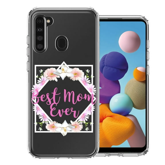 MUNDAZE for Samsung Galaxy A21 Best Mom Ever Mother's Day Flowers Double Layer Phone Case Cover