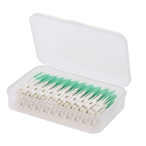 ACDANC Dental Floss Picks 160pcs Double Ended Toothpick Soft Silicone Tooth Picks Interdental Brush Stick Hygiene Tools