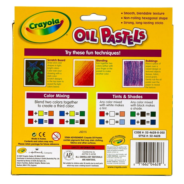 Crayola Hexagonal Non-Toxic Jumbo Oil Pastel Sticks, Assorted Colors, Set  of 28