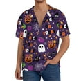 thumbnail image 3 of Vsdgher Halloween Sweet Candy Print Men's Wrinkle Free Untucked Cuban Shirt Business Casual Button Down Shirts Short Sleeve Shirt, 3 of 7