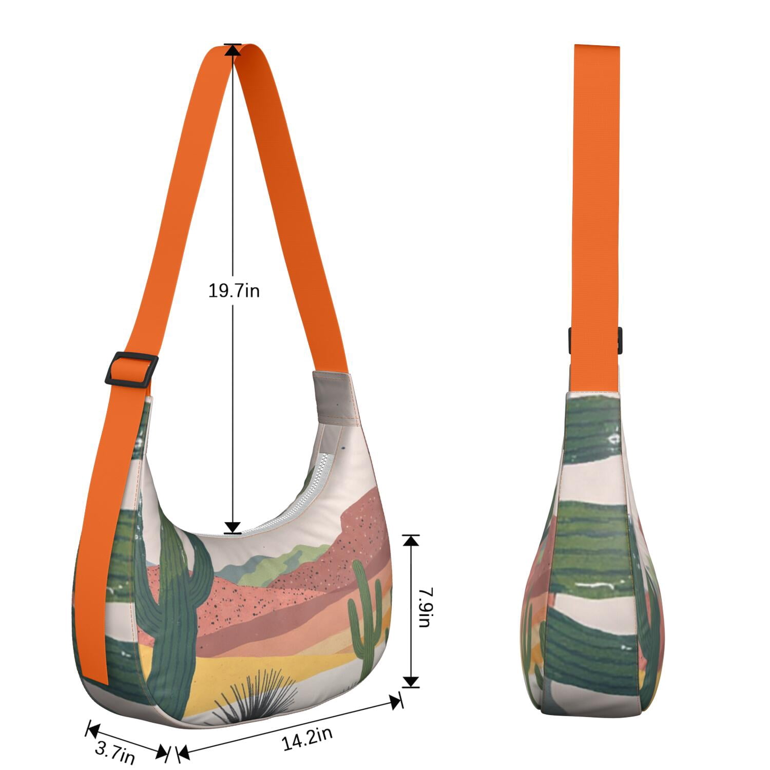 Cactus Desert Crescent Bag Adjustable Strap Bag for Daily Use Everyday Work