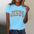 thumbnail image 2 of XIAONU Leopard Letter Print Crew Neck T Shirt for Women Short Sleeve Regular Fit Daily Casual Tee, 2 of 4