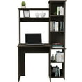 thumbnail image 3 of Desk With Oak Finish - Five Shelves, Two Superior Spacious Surface For Screen & Keyboard, Side Bookcase Open Shelves Books, Decor, Files Gray 5 2 Superior, Work Limited Spaces, Decorative Objects, 3 of 5