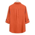 thumbnail image 6 of Dazajoo Button Up Casual Long Sleeve Shirt Women Casual Front Pleated Solid Collared Blouses Summer Vacation Beach Outfits,Orange,M, 6 of 7