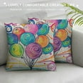 thumbnail image 3 of JEUXUS  Happy Birthday Pillow Cover Balloon Ball Doodle Colorful Romantic Sketch Decorative Throw Pillow Covers Cushion for Sofa Bedroom Car, 3 of 5