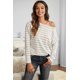 thumbnail image 4 of ABPHQTO Top de manga larga con cuello en O y bolsillo a rayas para mujer, 4 of 5