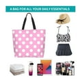 thumbnail image 6 of Bingfone Canvas Tote Bag for Women with Inner Pocket Aesthetic Cute Shopping Tote Bags Reusable Grocery Bags- Pink And White Polka Dot, 6 of 8