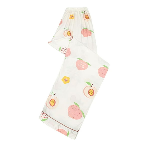 Tnhcen Women's Floral Print Pajama Pants Silky Satin Sleepwear Elastic Waist Lounge Pants Home Wear Loungewear Women's Sleepwear Gift