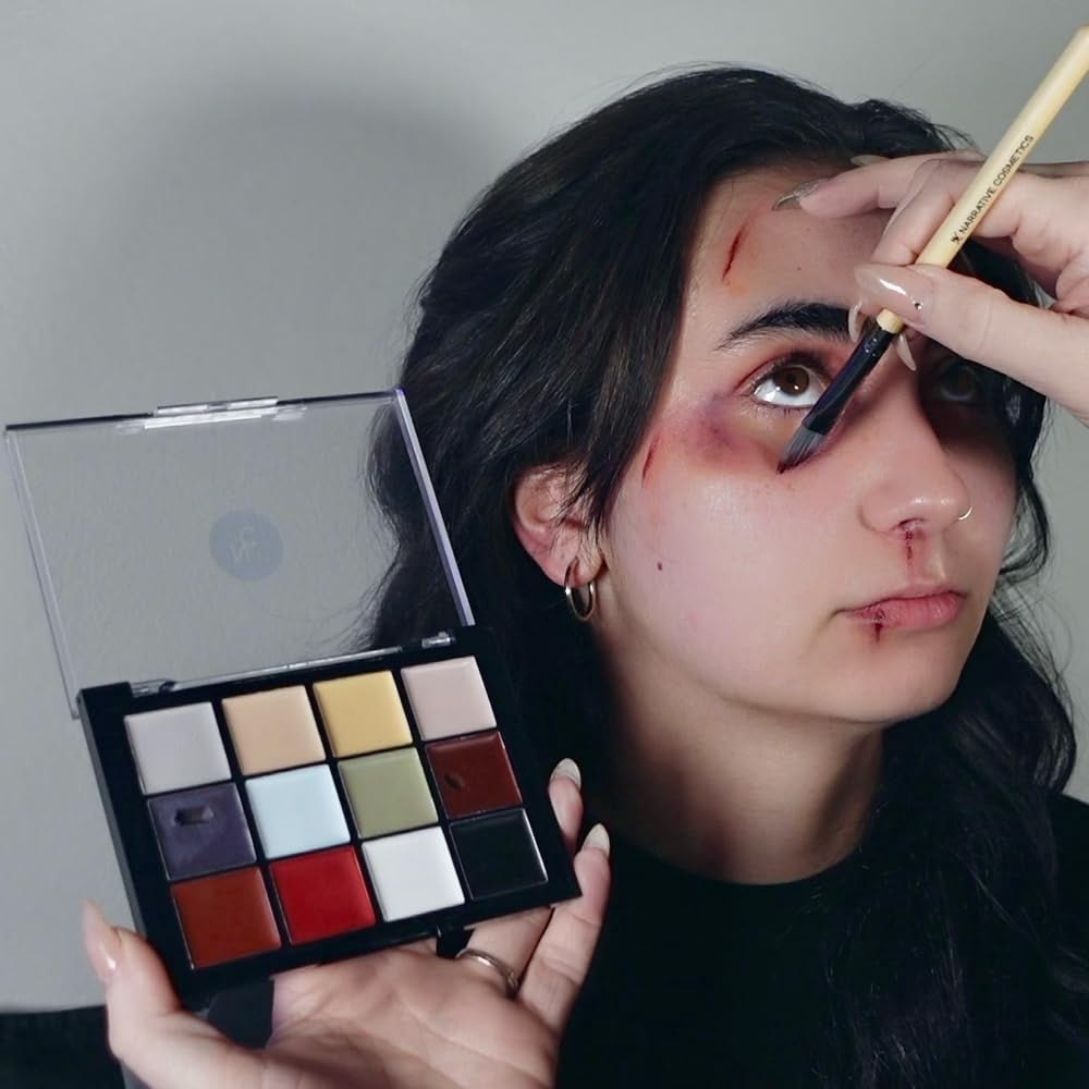 Narrative Cosmetics 12-Color Death FX Cream Palette, Professional Quick Drying Waterproof SFX Makeup for the Stage, Film, Costumes, Cosplay, Halloween