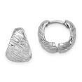 thumbnail image 6 of 925 Sterling Silver Rhodium Polished Textured Hinged Hoop Earrings, 6 of 6
