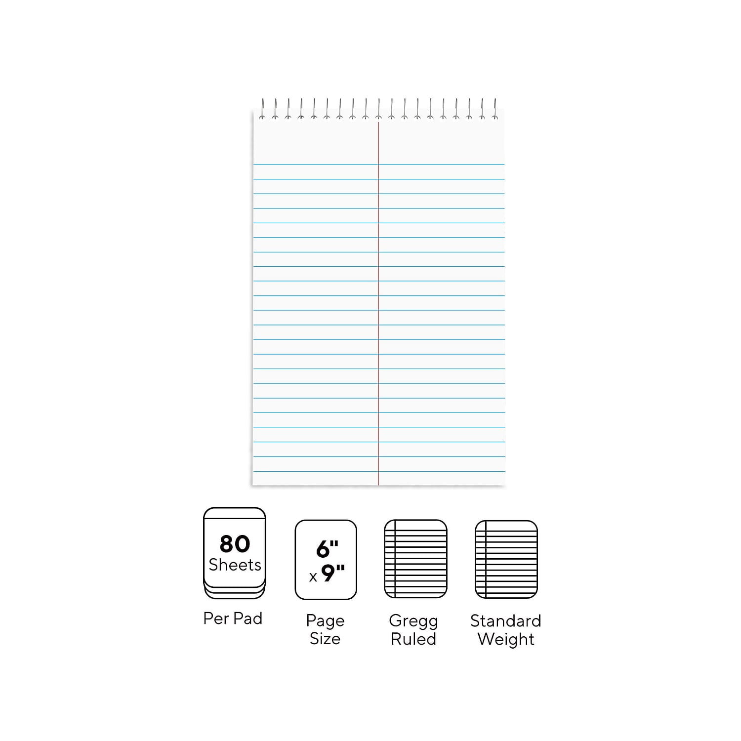 Staples Recycled Steno Pads 6" x 9" Gregg Ruled White 80 Sh./Pad 12 Pds/PK 685016