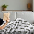 thumbnail image 3 of Tropical Soft Flannel Fleece Blanket, Hand Drawn Sketch Illustration of Pineapples on Off-white Background, Cozy Plush for Indoor and Outdoor Use, 70" x 90", Charcoal Grey and Ivory, by Ambesonne, 3 of 5