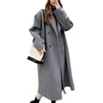 thumbnail image 5 of comerut Women's Coat Double-Breasted Lapel Stylish Warm Mid-Length Double Pockets Winter Coat Lady Accessories, 5 of 8