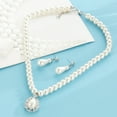 thumbnail image 4 of UDIYO Water Drop Faux Pearl Beaded Rhinestone Bridal Necklace Earrings Jewelry Set, 4 of 5
