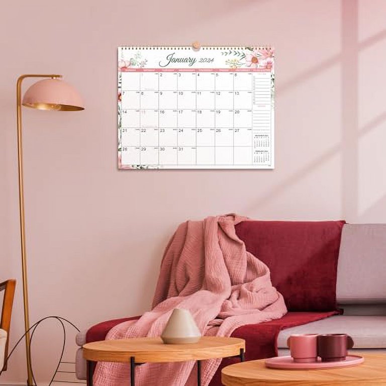 2024 Calendar - 2024 Wall Calendar, Jan. 2024 - Dec. 2024, 14.8 2024-calendar-2024-wall-calendar-jan-2024-dec-2024-14-8-x-11-5-12-monthly-wall-calendar-2024-twin-wire-binding-hanging-hook-thick-paper-julian-dates-pink-flower-walmart-com