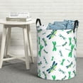 thumbnail image 5 of White Green Dragonfly Laundry Basket, Laundry Hamper Waterproof Laundry Bag Clothes Hamper Laundry Bin with Handles for Bedroom, Living Room, Kids Room-#, 5 of 5