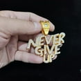 thumbnail image 5 of Men Women Hip Hop NEVER GIVE UP Pendant Necklace 13mm Crystal Cuban Chain HipHop Iced Out Bling Necklaces Fashion Charm Jewelry, 5 of 6