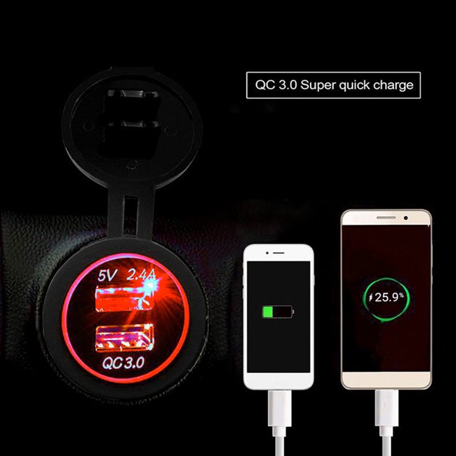 Cargador De Automóvil USB Dual, Doble Para El Cargador De Teléfonos Móviles De Automóvil USB Seguridad De Seguridad Rápida Por QC 3.0
