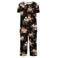 thumbnail image 4 of Tnhcen Women's Summer Floral Print Henley Sleepwear Set - Button-Up Short Sleeve Top Capri Pants with Side Pockets Stretchy Pajamas Set Loungewear (S-3XL), 4 of 7