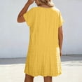 thumbnail image 4 of Vynhevius Plus Size T Shirt Dress for Women V Neck Short Sleeve Casual Mini Dress Textured Loose Summer Dress, 4 of 5