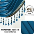 thumbnail image 7 of VOGOL Dark Blue Sheer Waterfall Valances, Luxury European Style Swag Curtains Valance for Living Room Bay Windows, Light Filtering Voile Curtain with Bead Tassels, 1 Panel, 39 inches Wide, 7 of 7