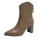 thumbnail image 1 of NECHOLOGY Botas Mujer Adulto Femenino Zapatos Botines de mujer Moda mujer cuero artificial otoño suela gruesa tacones cuadrados cremallera botines cortos zapatos de punta estrecha (Khaki, 7.5), 1 of 5
