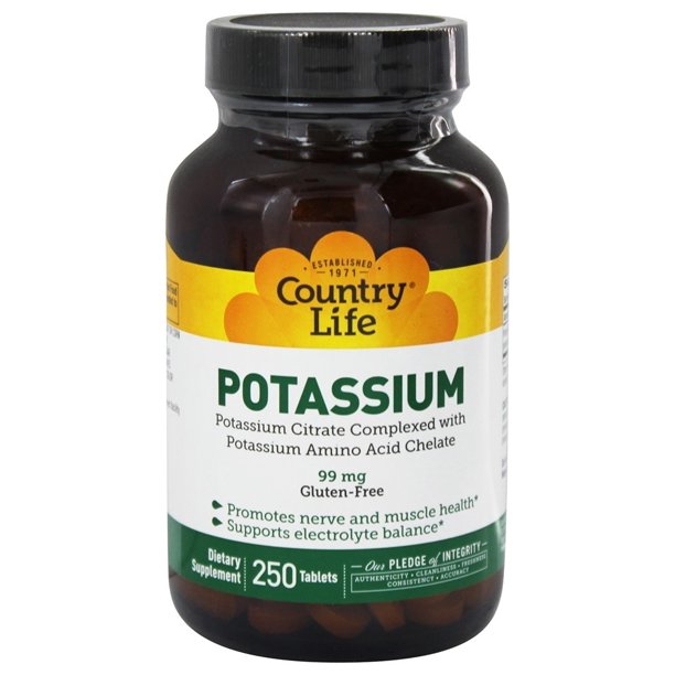Country Life Potassium 99 mg. 250 Tablets