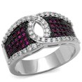 thumbnail image 1 of Bague Femme en Laiton Rhodium & Ruthénium avec AAA Grade CZ en Rubis - Taille 7, 1 of 1