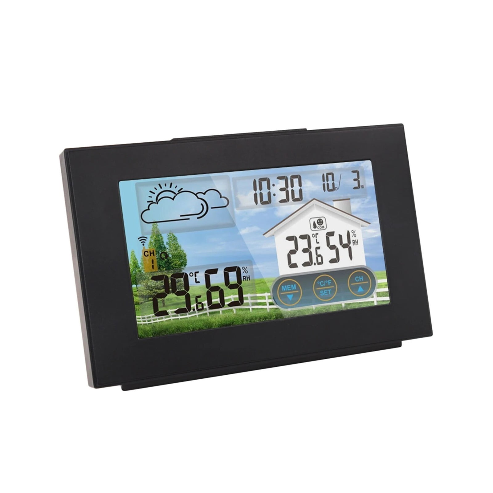 Wireless Weather Station Forecaster IndoorOutdoor Thermometer with Sensor Color Touch Screen ,Real-Time