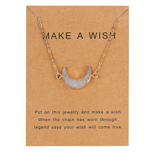 Personalized Bright Imitation Natural Stone Resin Pendant Paper Card Necklace Temperament Clavicle Chain