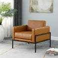 thumbnail image 2 of HomePop Modern Exposed Metal Frame Arm Accent Chair, Carmel Faux Leather, 2 of 10