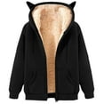 thumbnail image 5 of Essentials Women's Hoodie Men Unisex Zip Up Cat Ear Hooded Fleece Lined Jackets with Pocket Workout Sweatshirts Black, 5 of 7