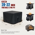 thumbnail image 3 of Sturdy Square Fire Pit Cover, Fits for 28-32 Inch Gas Fire Table, Waterproof and Windproof, 32 x 32 x 24 Inches, Black, 3 of 6