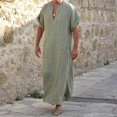 thumbnail image 5 of Deep V-neck Men Robe Short Loose Robe Traditional Clothing, 5 of 5